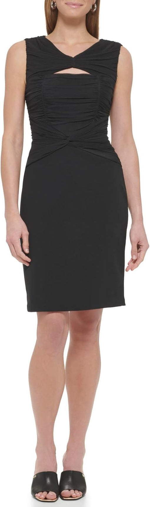 DKNY Black Ruched Cutout Dress Size 4 | Cocktail Dress