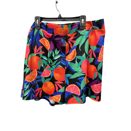 Nina Parker Black Orange Print Shorts 2X - Women's Bottoms