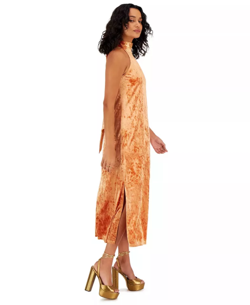 Bar III Orange Velvet Halter Midi Dress - XL - Cocktail Dress - Image 3