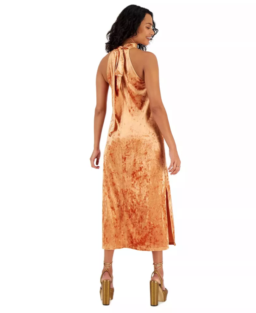 Bar III Orange Velvet Halter Midi Dress - XL - Cocktail Dress - Image 2