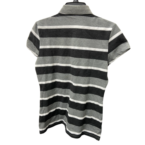 Nautica Striped Polo Shirt Gray White Black L - Women's Top - Image 2