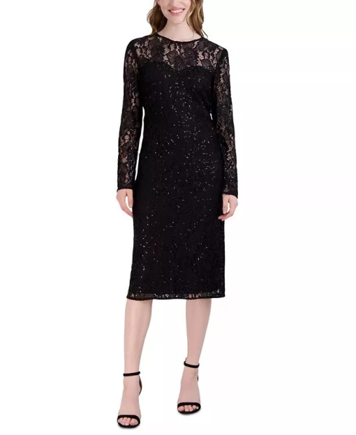 Black Lace Midi Dress - Size 8 - Special Occasion Dress