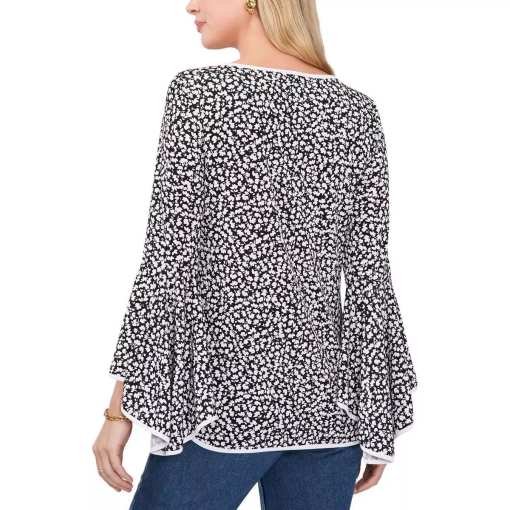 Sam & Jess Black Floral Bell Sleeve Blouse - Size M - Tops - Image 2