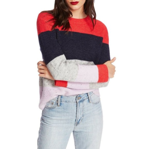 Court & Rowe Colorblock Sweater - Bright Rouge, XXL - Women's Knitwear