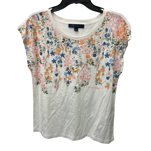 Tommy Hilfiger Floral White Tee Shirt S/P - Women's Tops