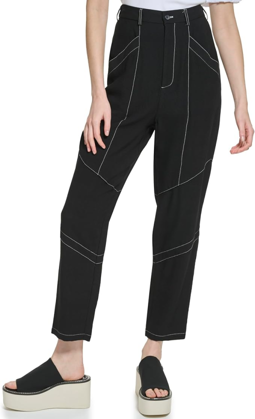 DKNY Black Contrast Stitch Pants Size 10 - Women's Trousers