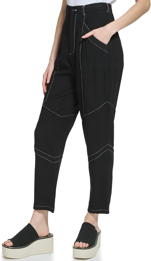 DKNY Black Contrast Stitch Pants Size 14 - Women's Trousers - Image 3