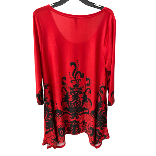 White Mark Red Floral Tunic Top 1XL - Women's Blouse - Image 2