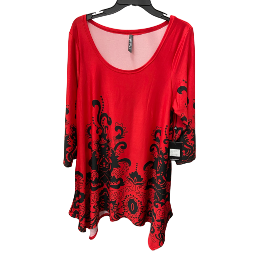 White Mark Red Floral Tunic Top 1XL - Women's Blouse