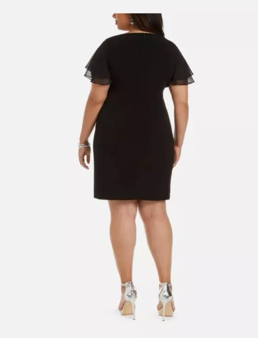 Jessica Howard Plus Black Flutter Sleeve Dress 20W - Cocktail Dress - Image 2