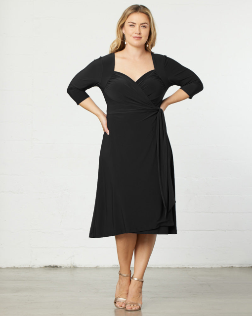 Kiyonna Black Wrap Dress Plus Size 1X | Cocktail Dress