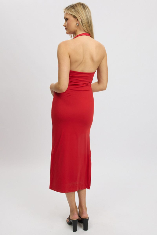 State Red Halter Midi Dress - Women's Size M - Cocktail Dress - Image 2