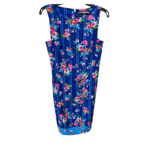 Karl Lagerfeld Blue Floral Dress Size 2 Sleeveless Cocktail Dress