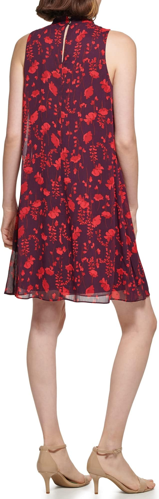 Tommy Hilfiger Floral Dress Aubergine Red 6 Sleeveless Dress for Women - Image 2