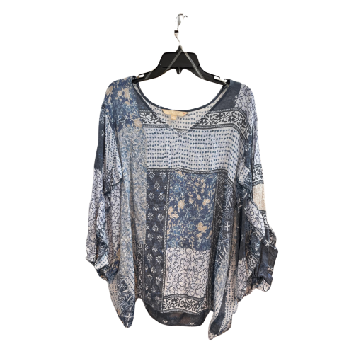 Hope & Harlow Blue Floral Print Top 3X - Women's Blouse