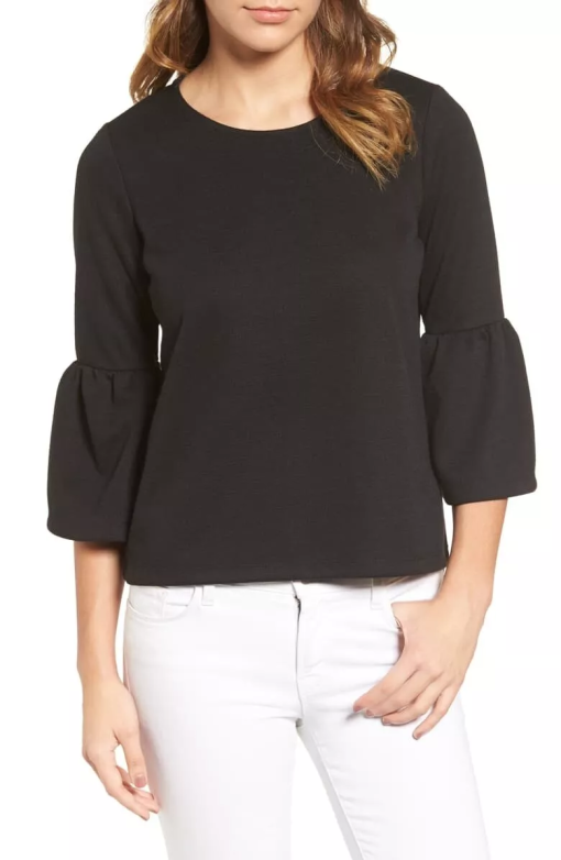 Vince Camuto Black Bell Sleeve Top - Plus Size 2X - Women's Blouse