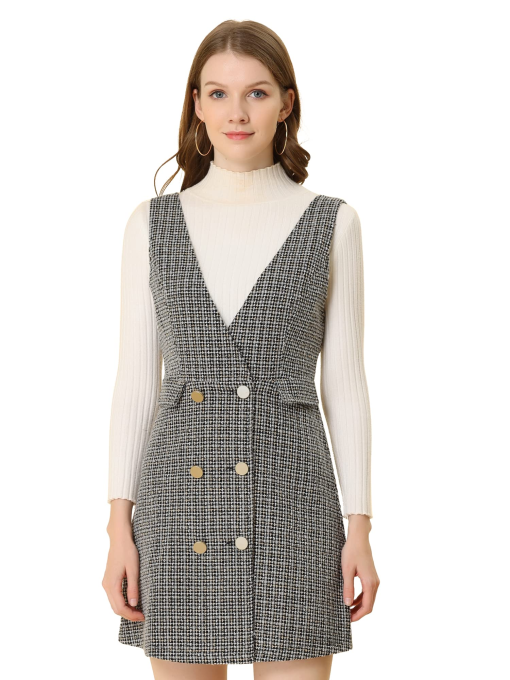 Allegra K Houndstooth Mini Dress - Grey, XXL - Women's Dresses