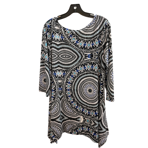 White Mark XL Geometric Print Tunic Top - Black/Blue - Image 2