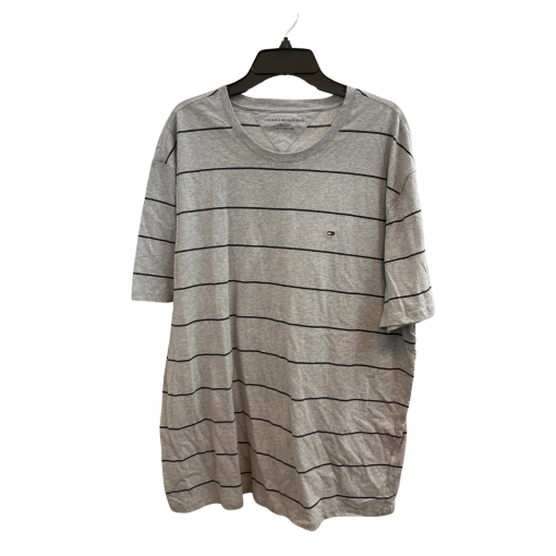 Tommy Hilfiger XXL Gray Striped T-Shirt - Men's Tee