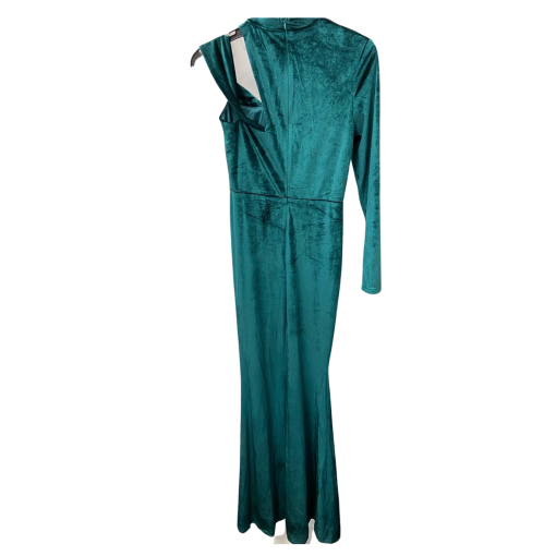 Miss ORD Teal Velvet One Shoulder Maxi Dress - Size S - Formal