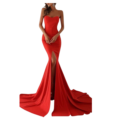 Miss ORD Red Strapless Slit Maxi Dress - Size M - Prom Dress