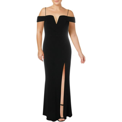 City Studios Plus Black Off Shoulder Maxi Dress 18W - Evening Gown