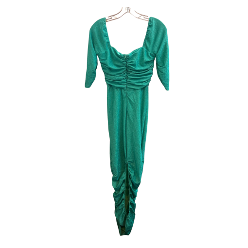 Emerald Green Ruched Midi Dress - Size S - Party Dress - Image 2