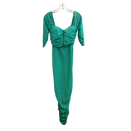 Emerald Green Ruched Midi Dress - Size S - Party Dress