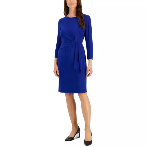 KASPER Petites Royal Blue Tie Waist Dress - XXL - Work Dress