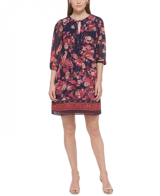 Vince Camuto Plus Navy Floral Shift Dress 22W - Women's Dresses