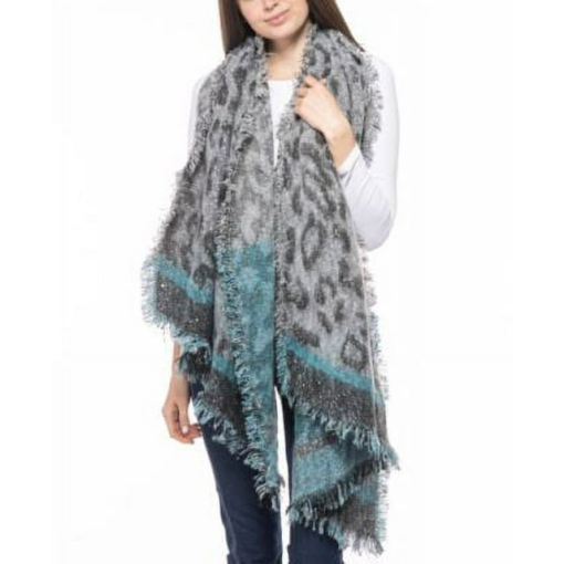 I.N.C. Leopard Print Scarf Gray OSFA - Women's Fashion Wrap