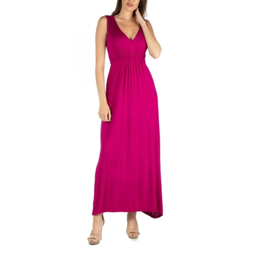 24seven Pink Maxi Dress Small V-Neck Sleeveless Summer Dress