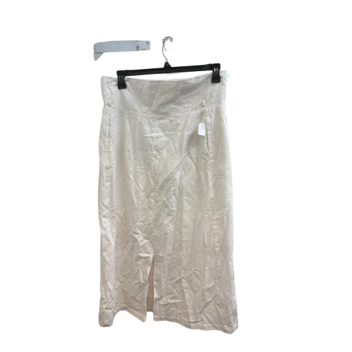 White Linen Skirt Size 14 - Women's Midi Skirt