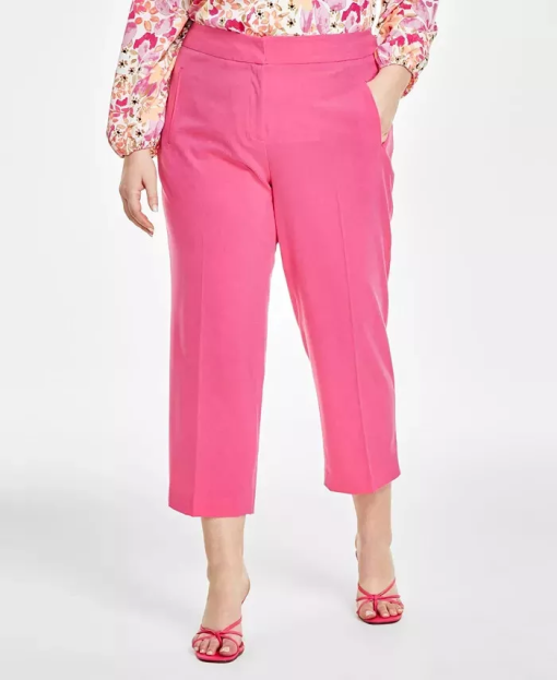 Bar III Plus Size Pink Straight Leg Pants 18W - Women's Trousers