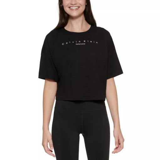 Calvin Klein Performance Black Crop Top - Women's L/G - Workout Shirt