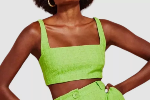 Royalty by Maluma Lime Green Tweed Crop Top - XL - Women's Tank