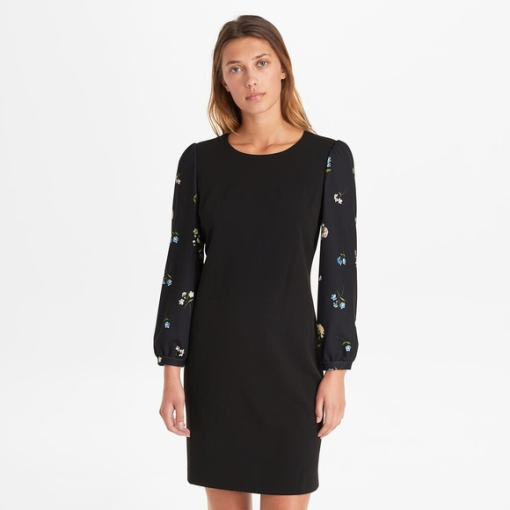 Karl Lagerfeld Black Floral Sleeve Shift Dress Size 2 - Dresses