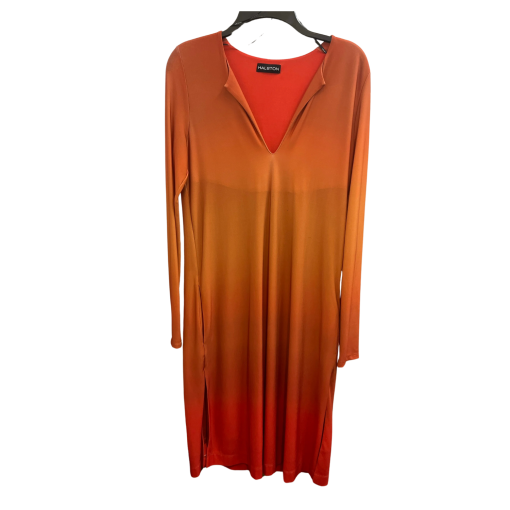 HALSTON Orange Midi Dress - Women's No Size - Cocktail Dress