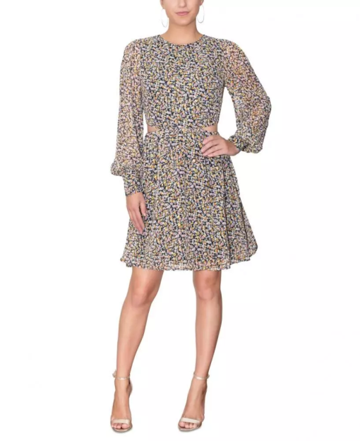 Rachel Roy Floral Cutout Mini Dress - Black, Size S - Party Dress