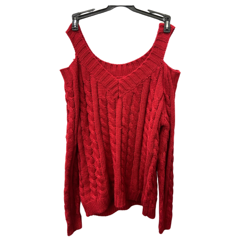 SHEIN Red Cable Knit Off-Shoulder Sweater - Size S - Women's Tops