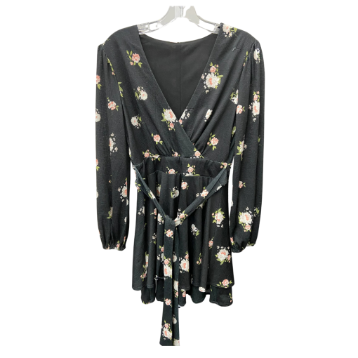 Black Floral Wrap Dress - Size S - Party Dress