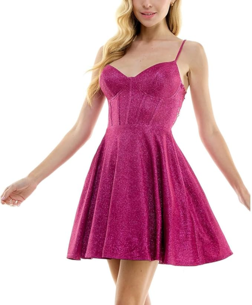 City Studio Pink Glitter Fit & Flare Dress Size 15/16 - Party Dress