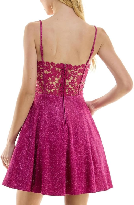 City Studio Pink Glitter Fit & Flare Dress Size 15/16 - Party Dress - Image 2