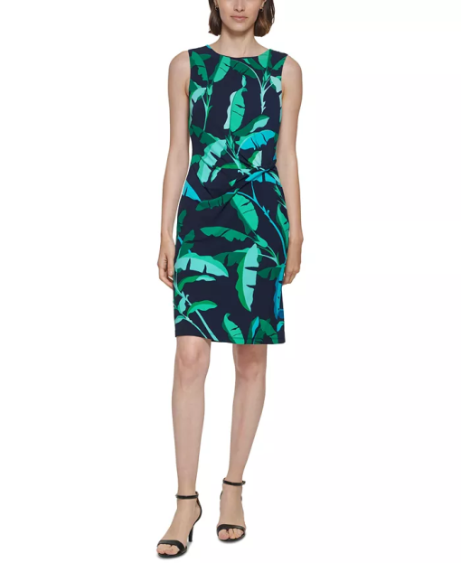 Tommy Hilfiger Tropical Print Dress - Navy/Green, Size 4 - Women's Dress