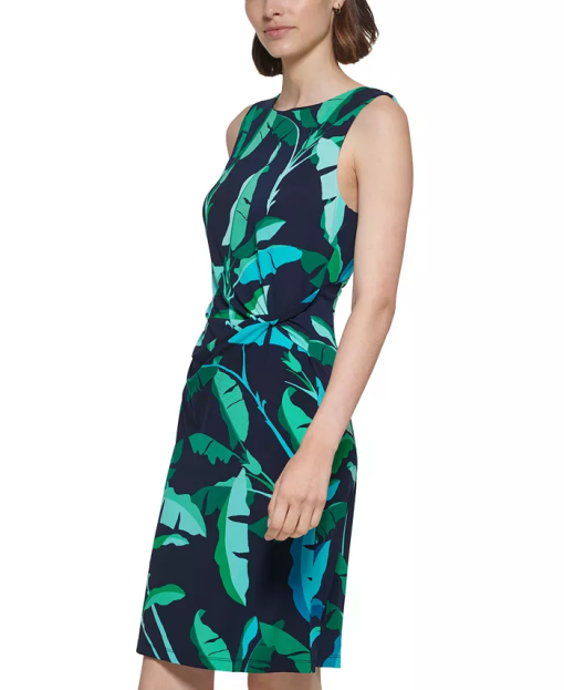 Tommy Hilfiger Tropical Print Dress - Navy/Green, Size 4 - Women's Dress - Image 2