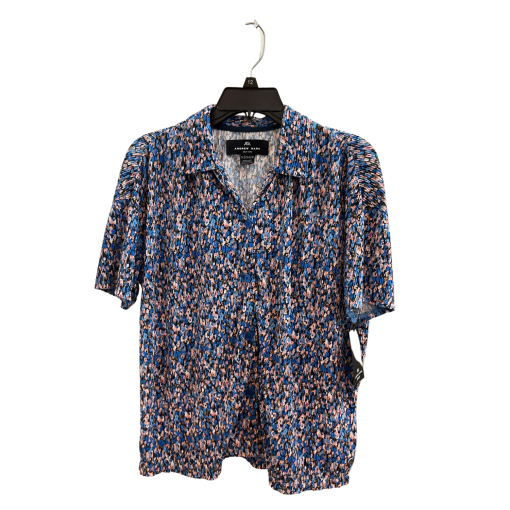 Andrew Marc Floral Button Down Shirt - Blue - Size Small - Blouse