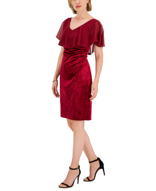 Connected Apparel Red Velvet Cocktail Dress Size 6 - Party Dress