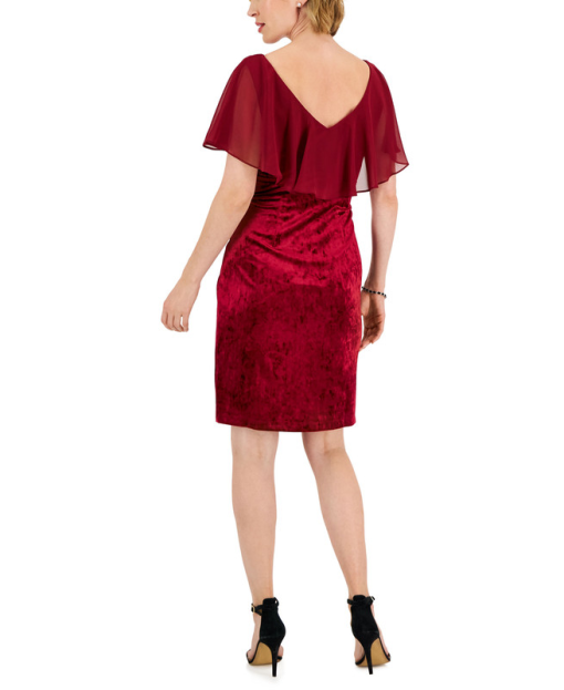 Connected Apparel Red Velvet Cocktail Dress Size 6 - Party Dress - Image 2