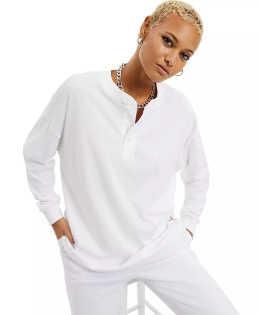 DB x Shop The Look White Henley Top - XS - Women's Shirts