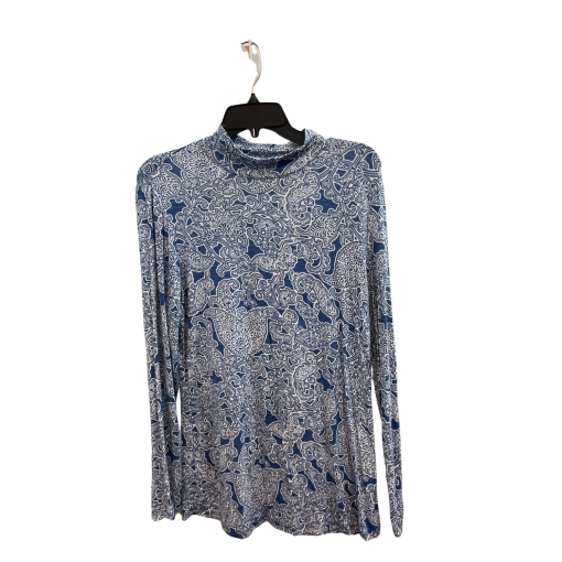 Blue Paisley Turtleneck Top - Women's Blouse - Size S